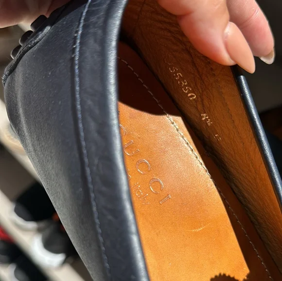 Gucci Black Diamanté Leather Slip On Loafers